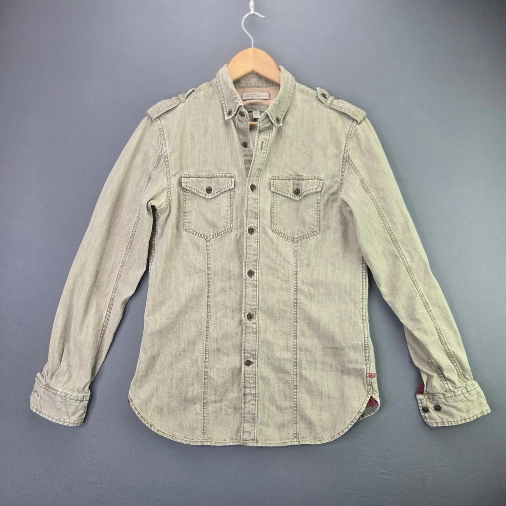 Banana Republic Heritage Collection Button Up Shirt Small Tan Military Grant Fit